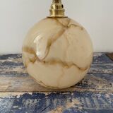 Art Deco walking lamp in marbled beige opaline