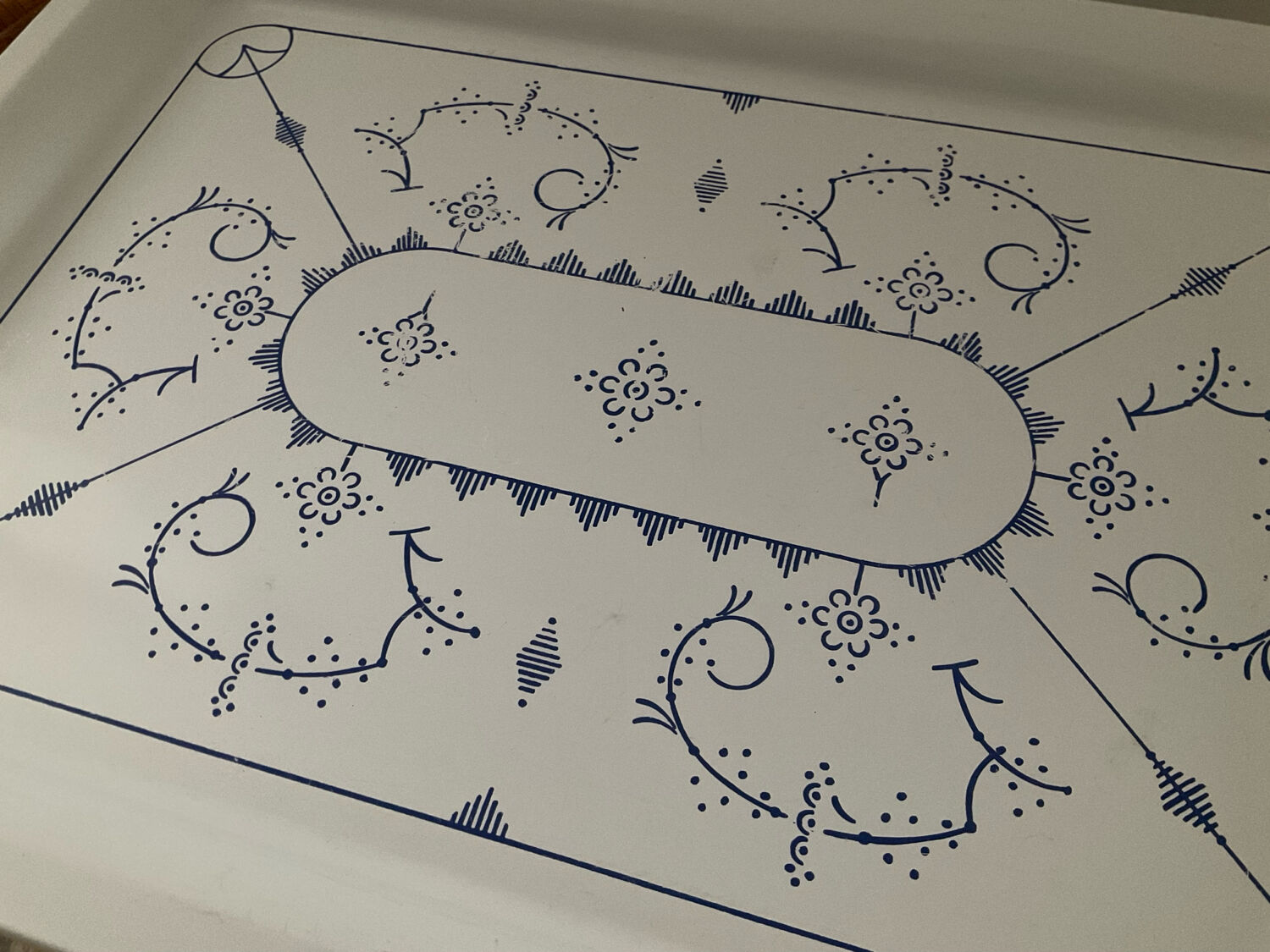 Vintage enameled metal tray