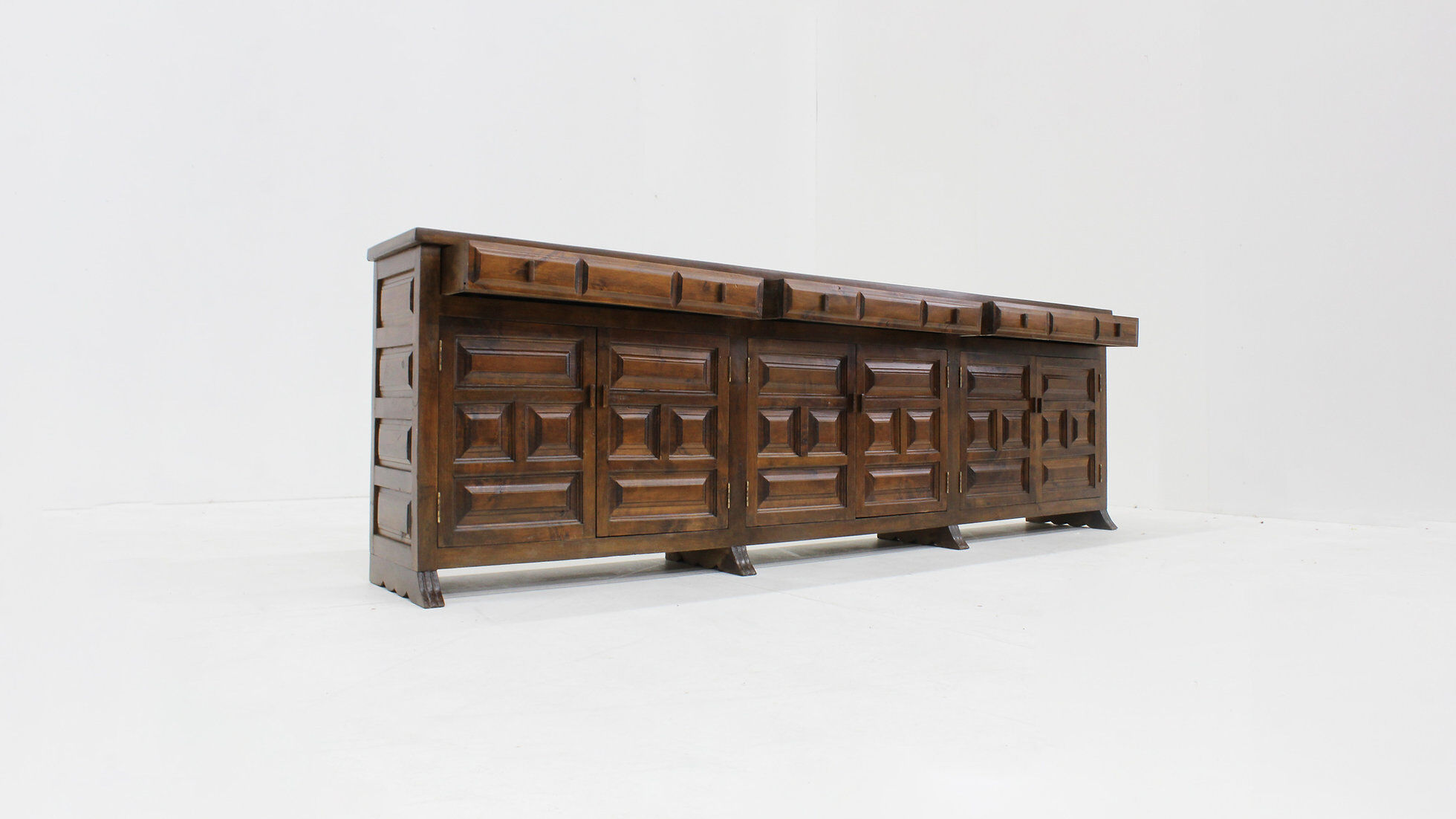 Vintage Spanish brutalist sideboard credenza 1970s