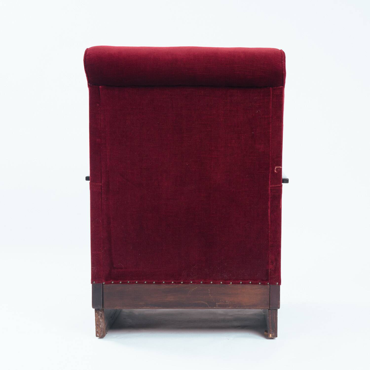 2 red velvet Amsterdam School Art Deco chairs, The Netherlands, 1930s