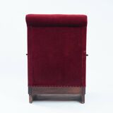 2 red velvet Amsterdam School Art Deco chairs, The Netherlands, 1930s