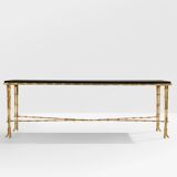 Table basse bambou laiton laque de Chine Maison Baguès 1950