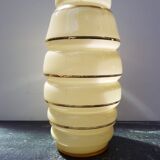 Vase style art déco opaline jaune + dorures vintage