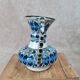 Artisanal Moroccan faience vase signed – blue & green decor