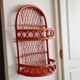 Terracotta rattan and wicker shelf