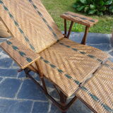 Rattan folding lounge chair