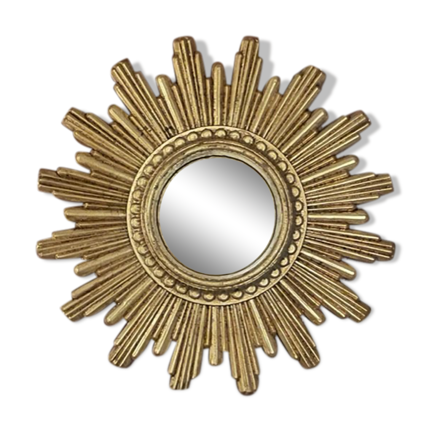 Miroir soleil bombé, golden resin, 1960