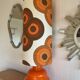 Supertone table lamp - orange opaline and vintage fabric