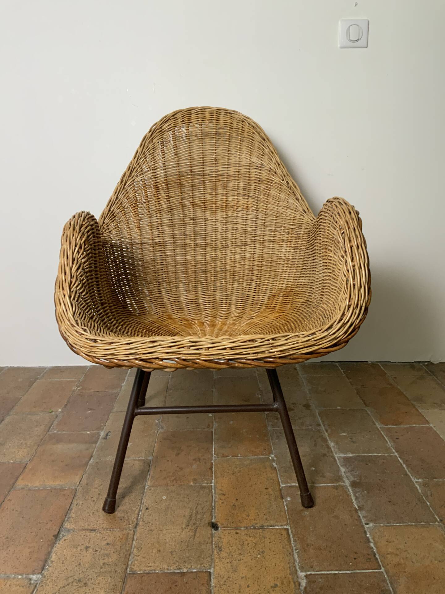 Mid-century wicker armchair