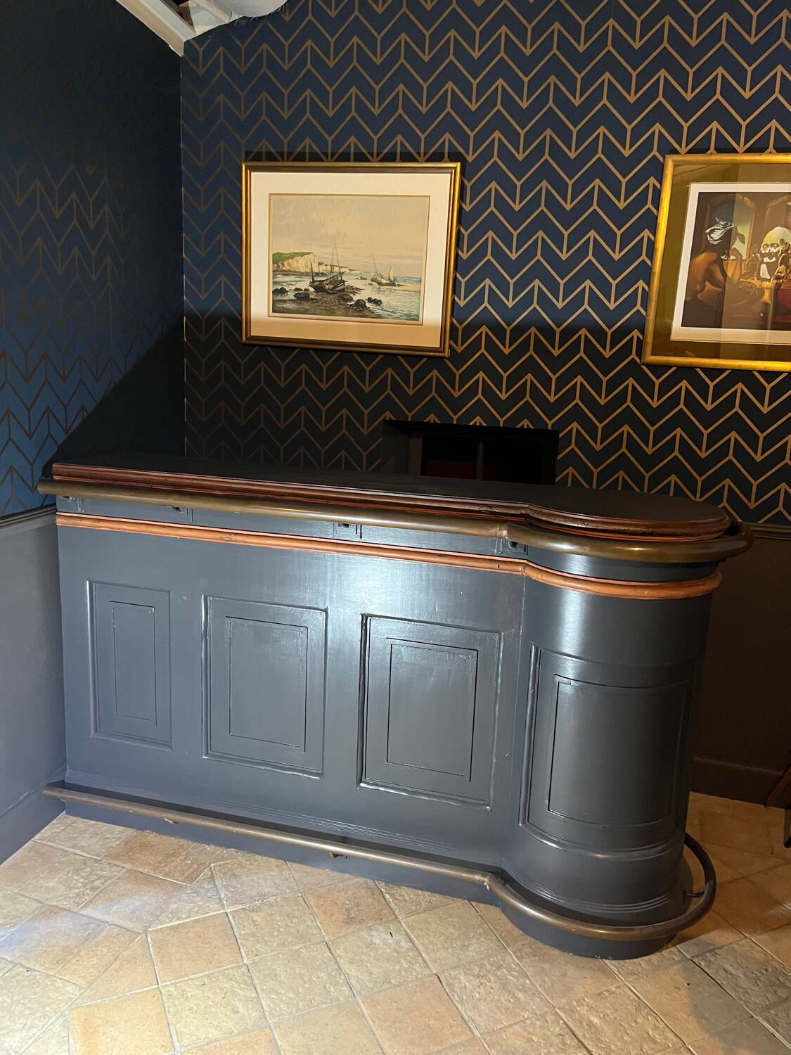 Bar, painted wooden counter