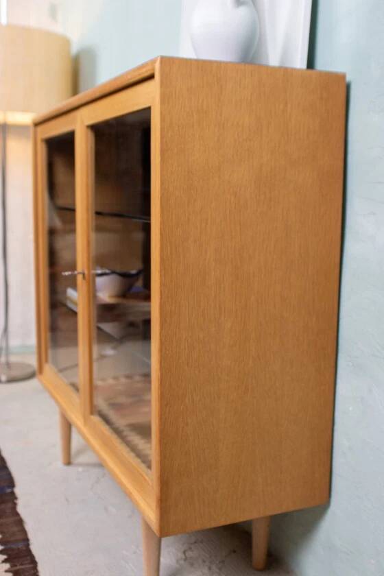 Vintage display cabinet, chest of drawers, sideboard, oak, Danish Mid Century