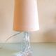 Bedside lamp with glass base and beige fabric lampshade / vintage 60s-70s