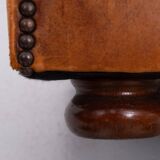 Sheepskin Leather pouf or Ottoman with storage 1970s