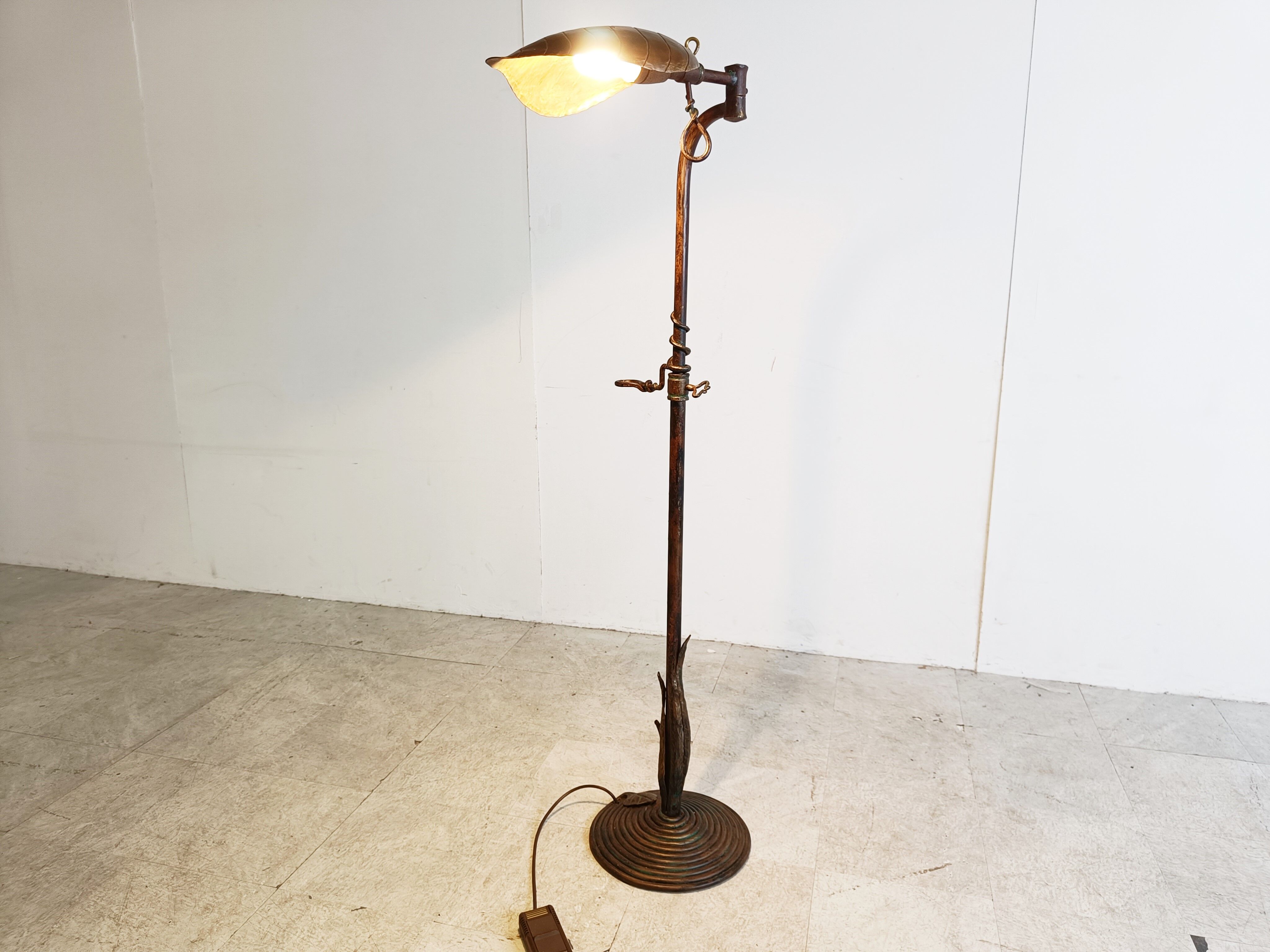 Vintage brass leaf floor lamp 1970s