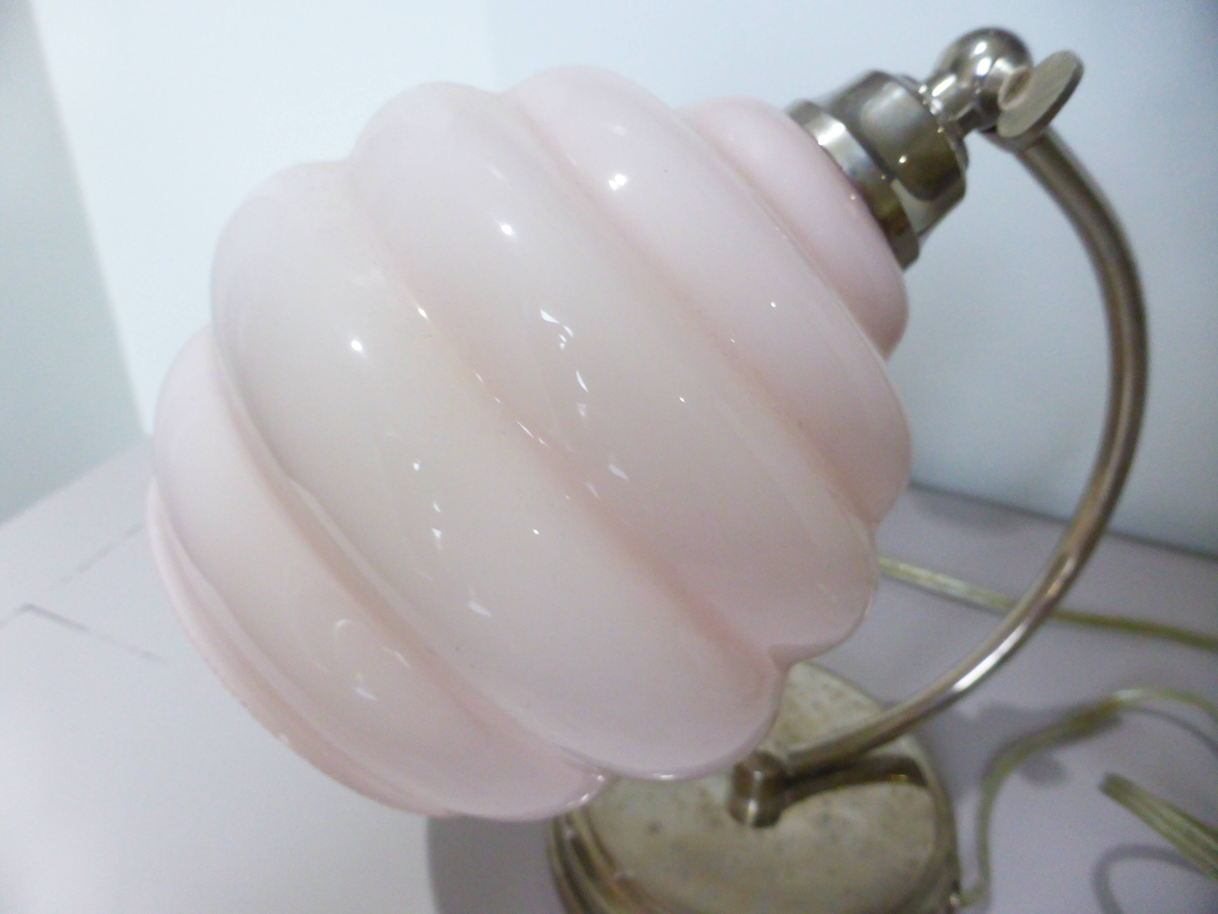 art deco table lamp with pink opaline glass 231138