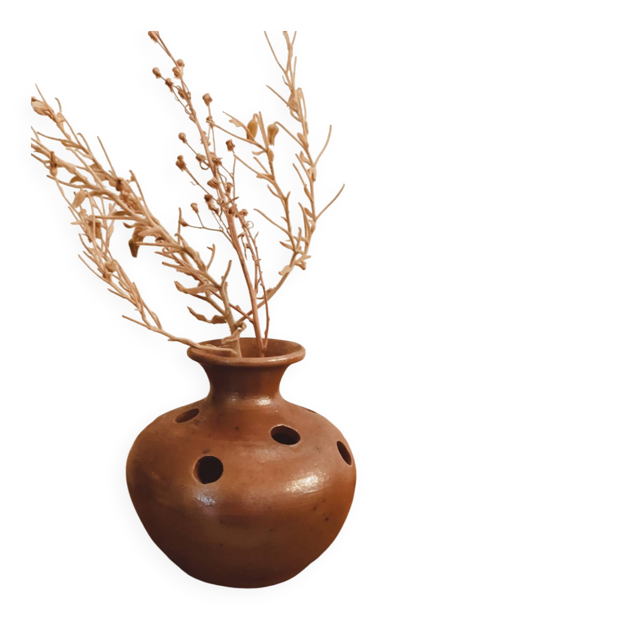 Vase pique fleurs en grès