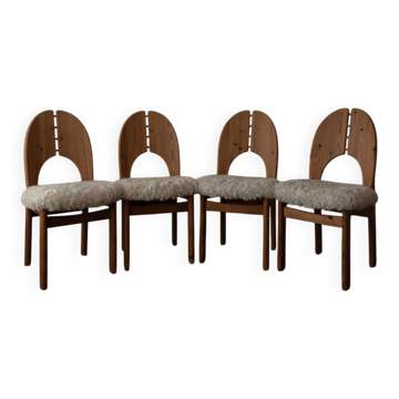Vintage Danish Pine Dining Chairs | Set of 4 | Niels Koefoed Style