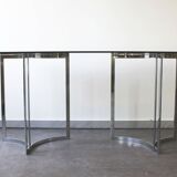 Console in smoked glass and chrome feet, 1970.