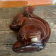 Vintage Brown Glazed Stoneware Squirrel-Shaped Bottle + Cork
