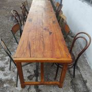 Old country farmhouse table of 3m50 for 12 people with rustic fir spacers