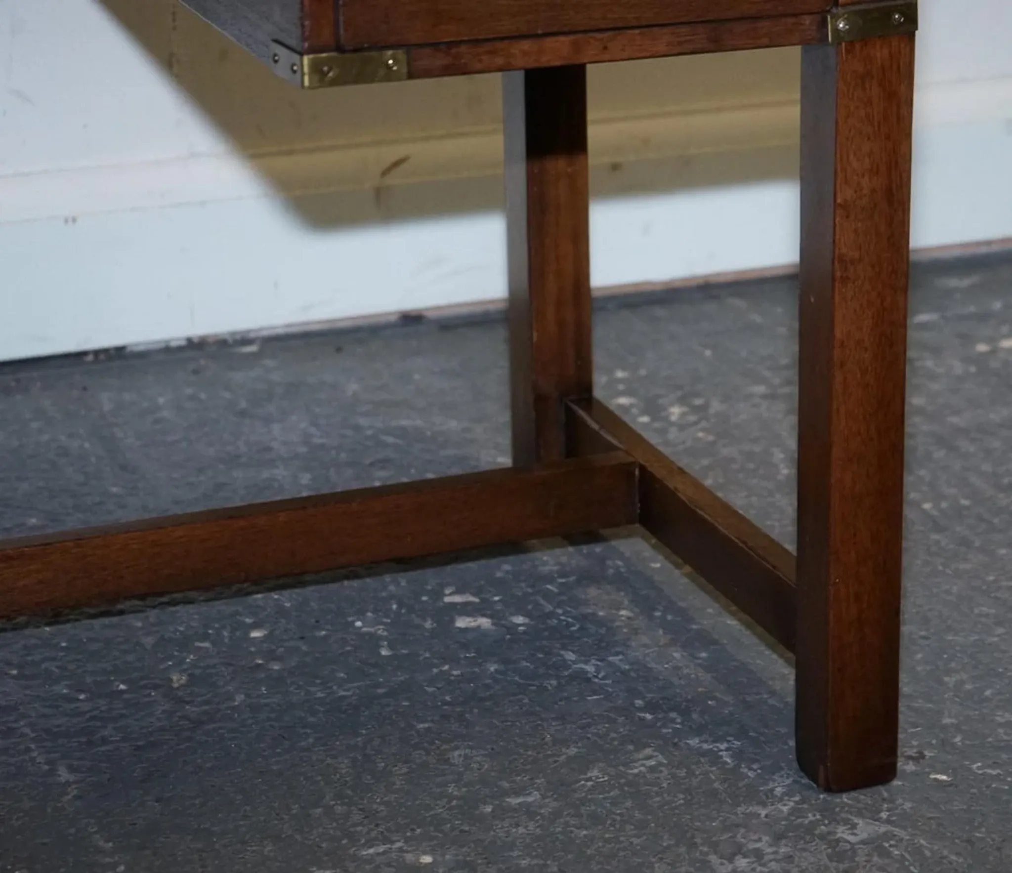 Vintage Military Campaign Desk with Leather Top from Harrods London