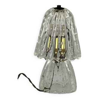 Ercole Barovier, Lampe de table Mid-Century en verre de Murano bullicante. Italie années 1940