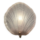 Vintage shell wall light in pink pressed glass and gold steel