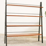 Scandinavian ladder shelves in teak and iron, Italy 50s