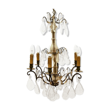 Louis XV style chandelier Bronze and pendants 8 arms of light XX century