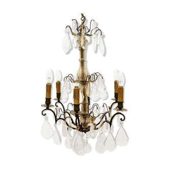 Louis XV style chandelier Bronze and pendants 8 arms of light XX century