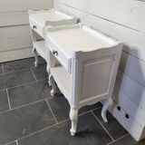 Pair of white patinated Louis XV style bedside tables