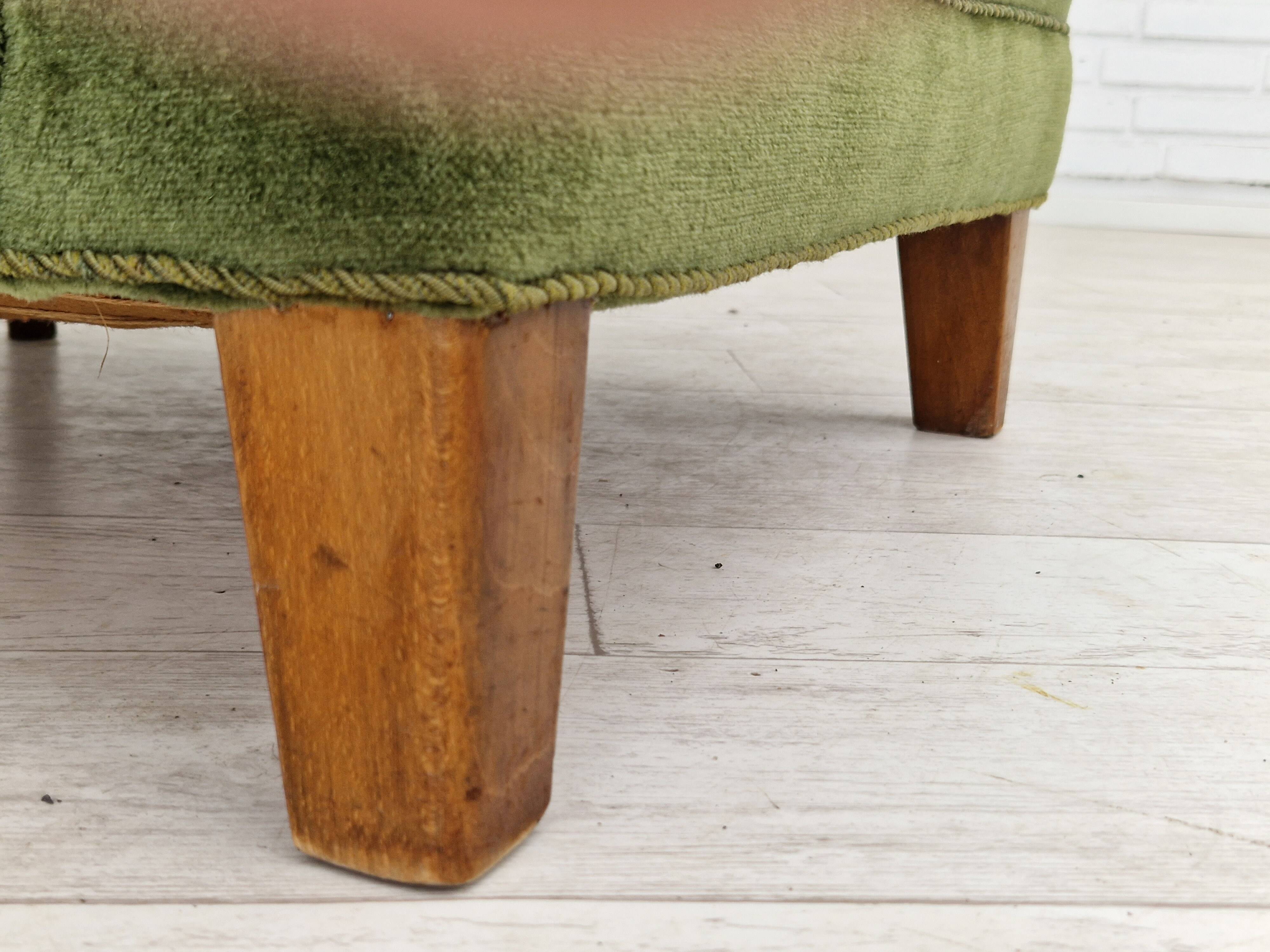 1960s, danish design, velour relax chair with footstool, original condition.