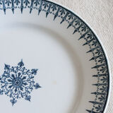 Old dessert plates blue décor, iron earth