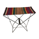 Tabouret pliant de plage ou de camping, toile ancienne