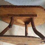 Table basse en bois massif d’orme double plateaux