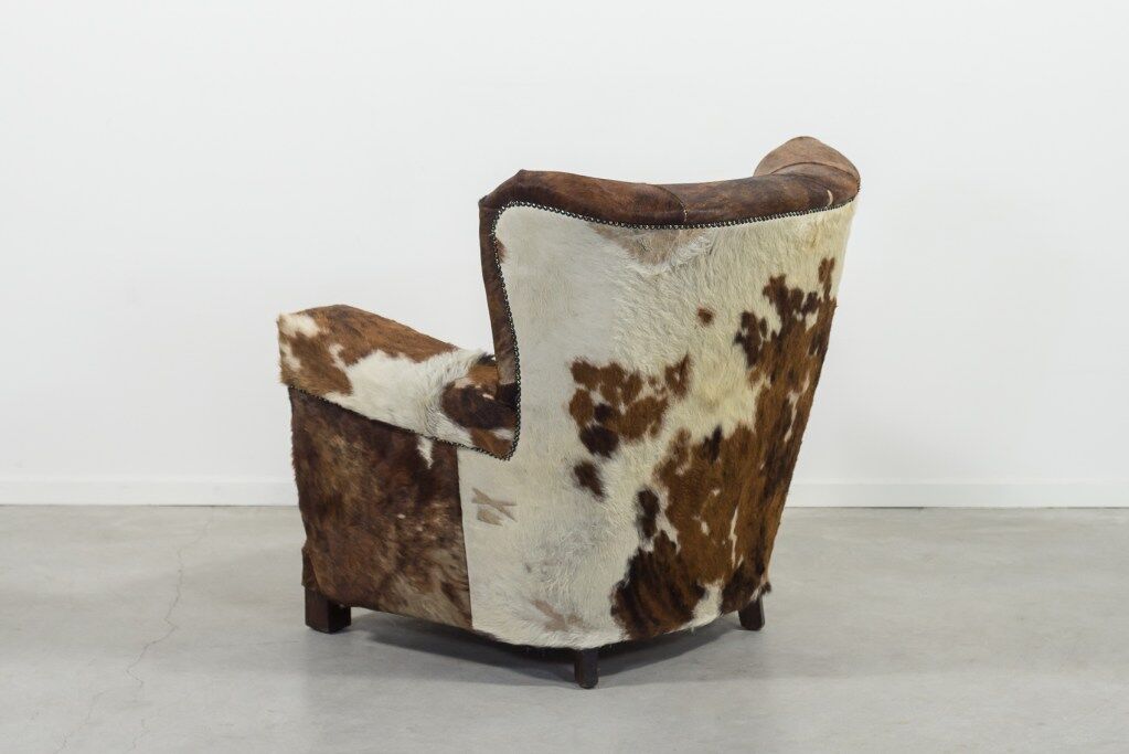 Art deco cowhide armchair