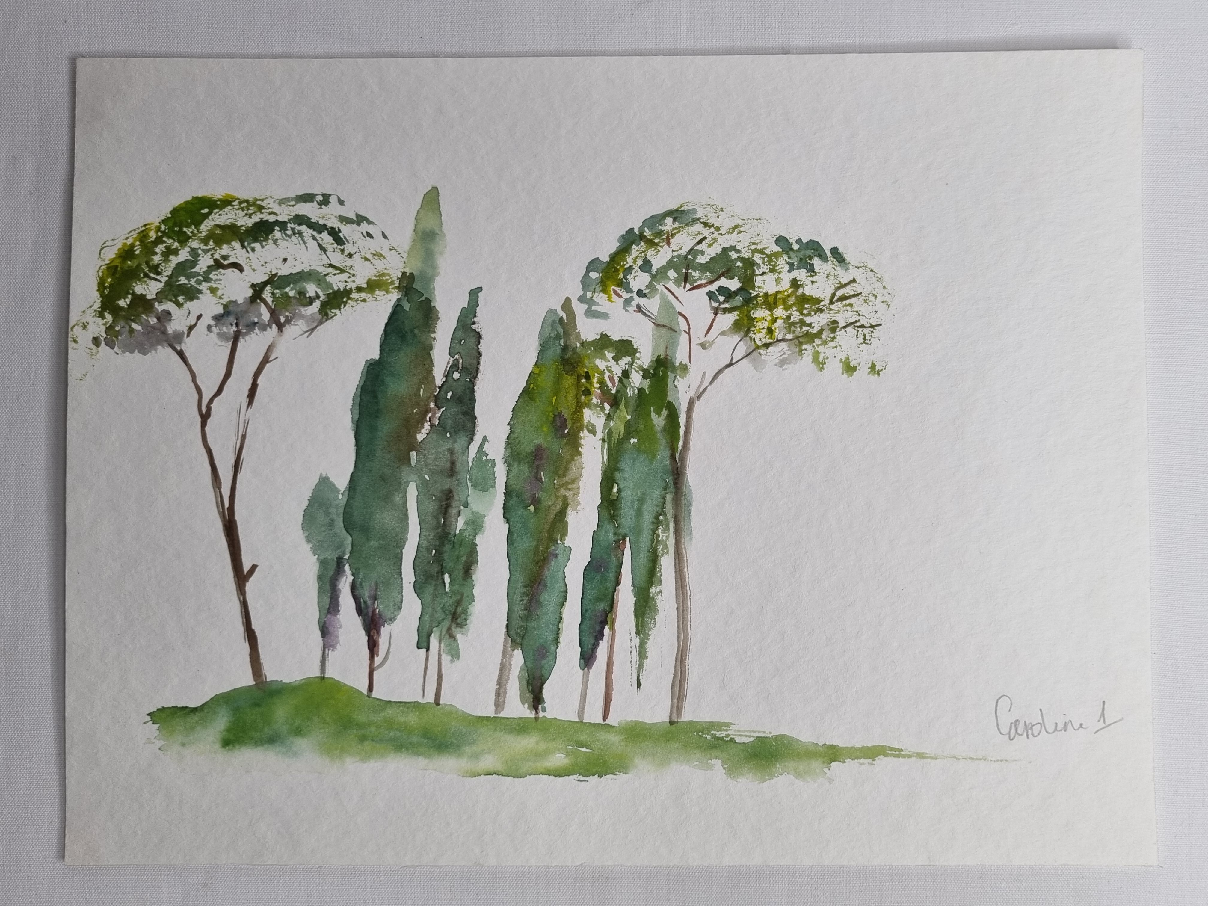 Original watercolour, Mediterranean landscape, 32 x 24 cm