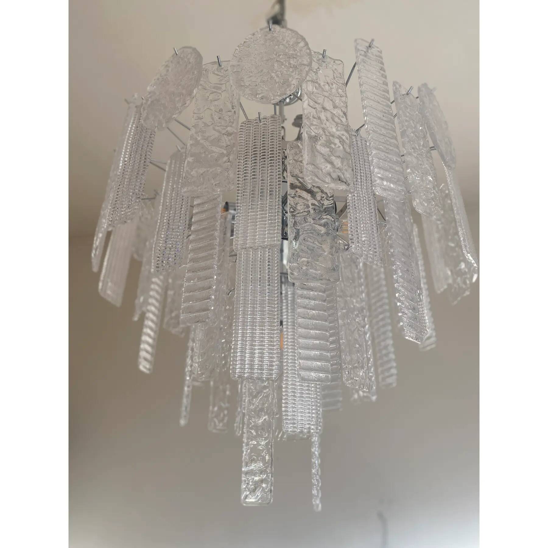 Art Deco Murano Glass Style Chandelier Clear Italian Sputnik Art by SimoEng