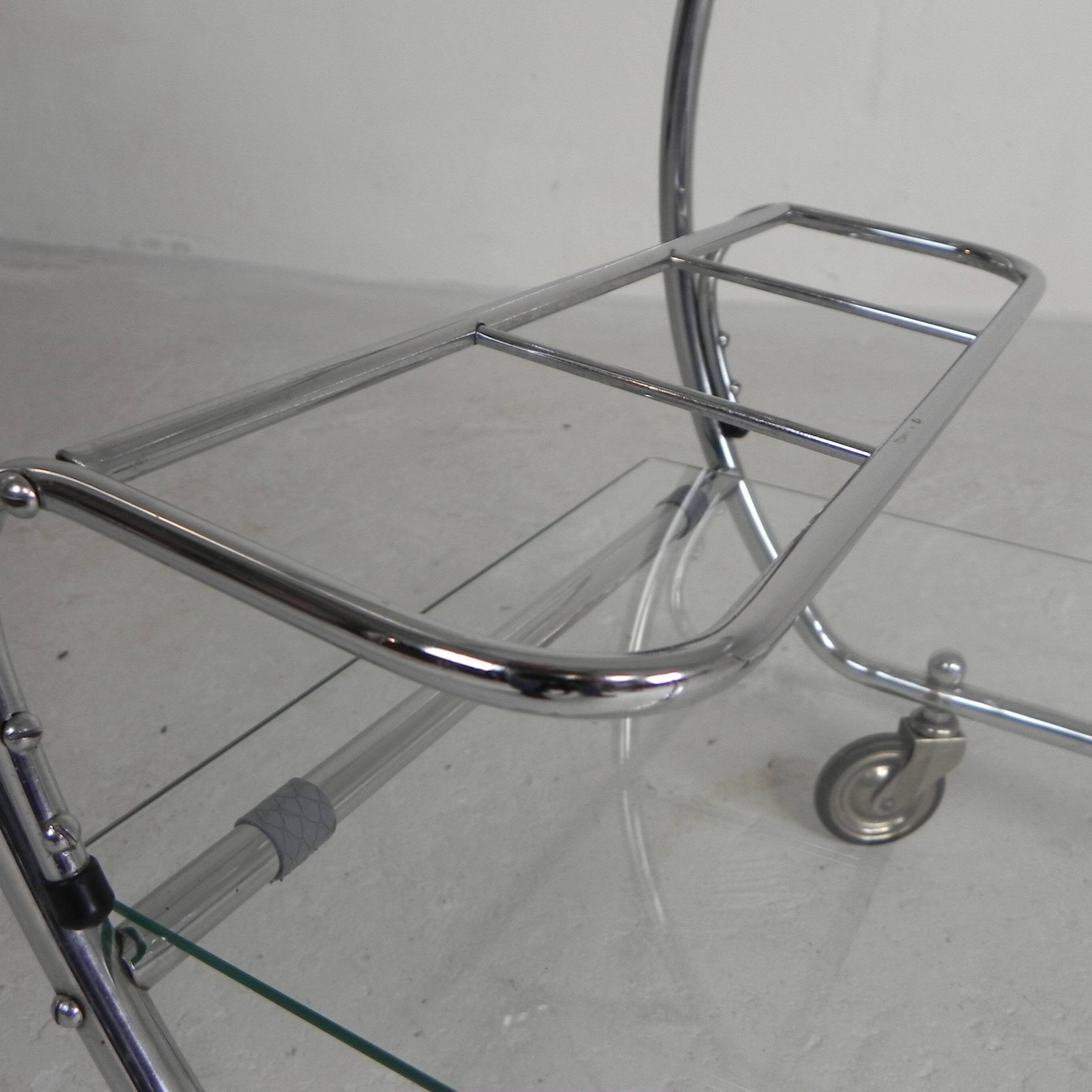 Art Deco trolley, chrome serving cart, 1950s