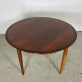 Table à manger ronde en palissandre extensible des années 1960 MidCentury