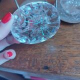 Salerons, Sel Poivre En Verre Au Manganese Support Métal Argenté