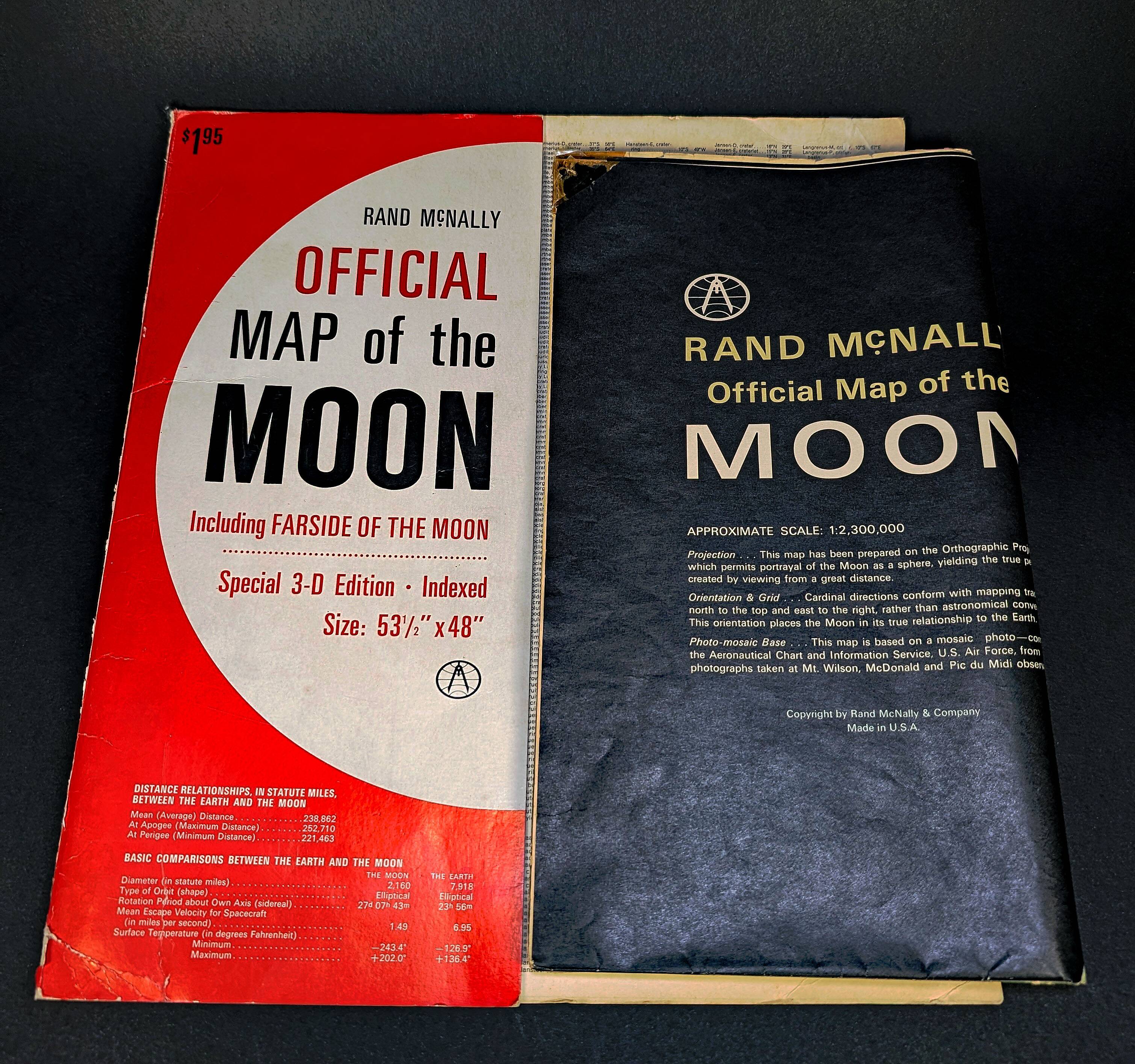 Large official map of the Moon Rand McNally, special 3D edition, USA.
