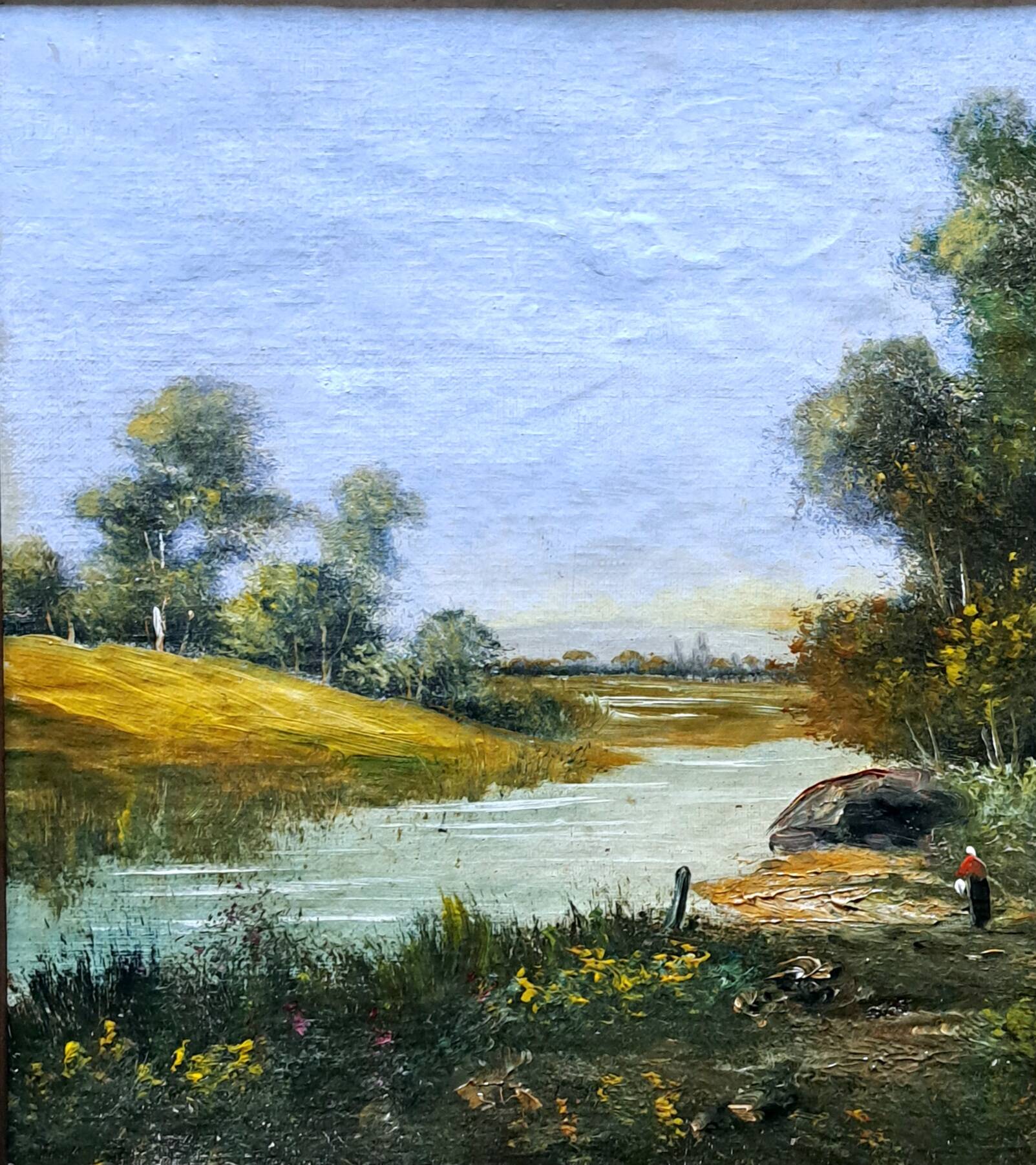 Tableau impressionniste -  Huile sur toile, Ecole française - Barbizon