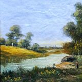 Tableau impressionniste -  Huile sur toile, Ecole française - Barbizon