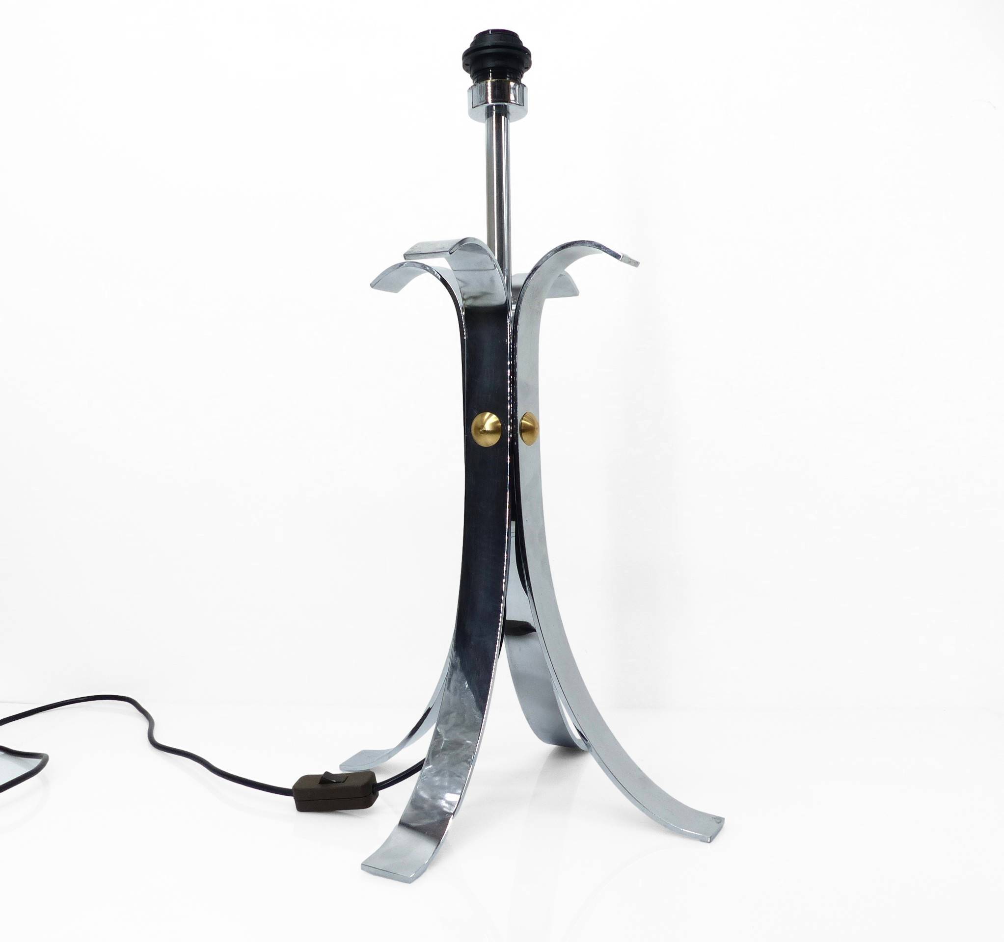 Space Age 1970 chrome steel four-legged lamp base