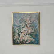 Mid Century Swedish Oil on Canvas – “White Lilies” by Torsten Hult