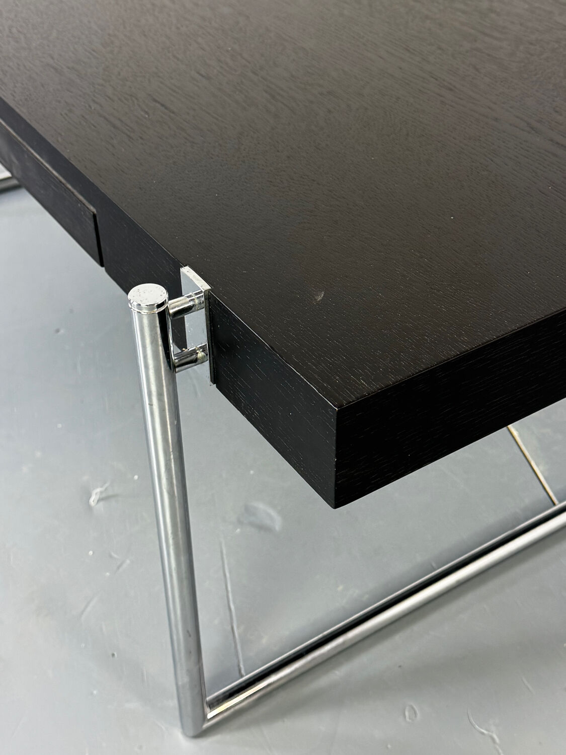 Bauhaus style black solid wood and tubular steel coffee table, Germany