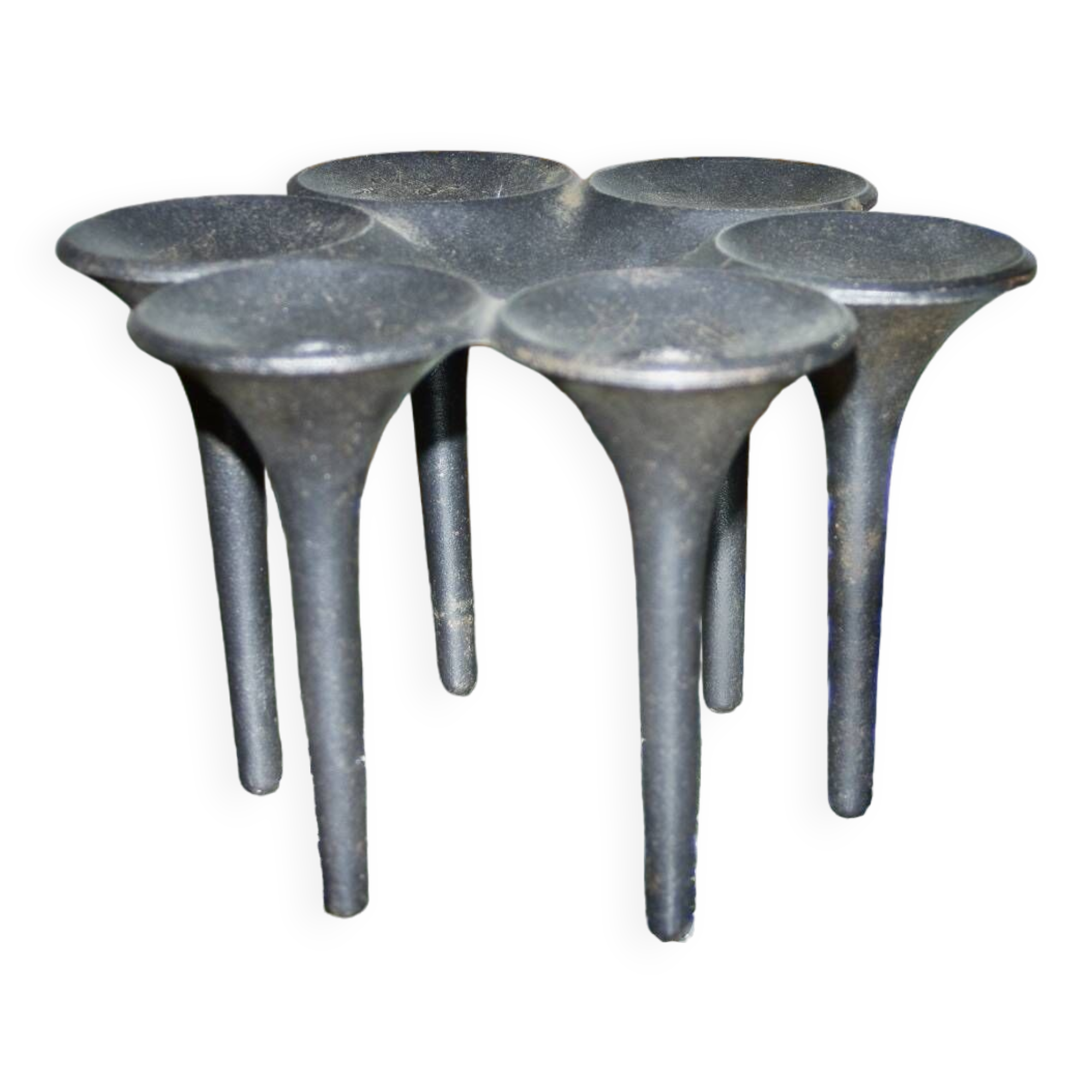 Vintage black cast iron candle holder by j quistgaard fordansk international design 1960s