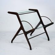 Ico Parisi Magazine Rack in Wood, Brass and Glass. Italy, 1950s