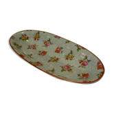 Plat creux ovale grand ravier porcelaine Limoges décor fleurs shabby chic